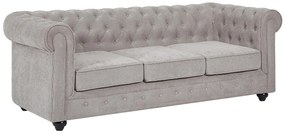 Kanapa 3-osobowa szara z tkaniny CHESTERFIELD