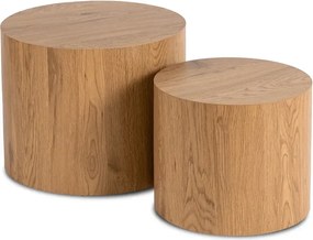 Zestaw Stolików Kawowych LEILA 38 cm/48 cm Dąb Naturalny Skandynawski Loft