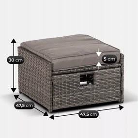 Zestaw mebli ogrodowych Arachi 2 fotele + sofa + stolik + 2 pufy szary taras balkon ogród