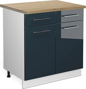 Szafka dolna do kuchni ciemnoniebieski wysoki połysk 80x60x82 fame-line