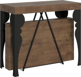 Konsola rozkładana 90x40/300 cm Riza orzech rama w kolorze antracytu