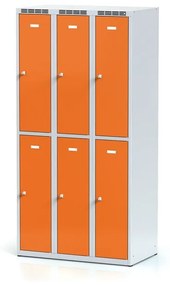 Alfa 3 Metalowa szafka skrytkowa, 6 schowków, 1800 x 900 x 500 mm, zamek obrotowy, drzwi pomarańczowe
