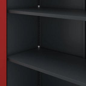 Biurowa szafa metalowa na akta JAN, 900 x 1850 x 400 mm, antracytowo-czerwona