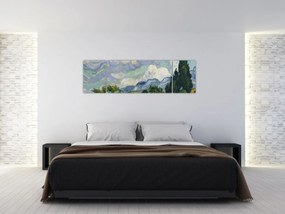 Obraz - Vincent van Gogh, Wheat Field with Cypresses, reprodukcje (170x50 cm)