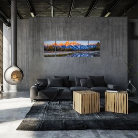 Obraz ośnieżonych szczytów górskich (170x50 cm)
