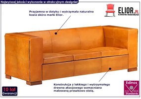 3-osobowa sofa z jasnobrązowej skóry naturalnej - Exea 3Q