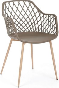 Zestaw 4 krzeseł z polipropylenu w kolorze gołębiej szarości z metalowymi nogami - OPTIK