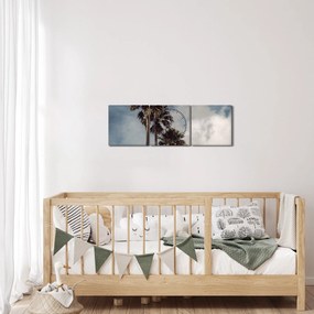 Obraz - Palmowy dramat (z zegarem) (90x30 cm)
