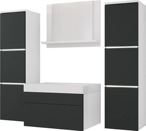 Zestaw mebli łazienkowych, Matowa biel, antracyt, 120 x 110 cm