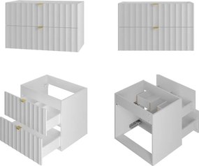 Szafka z umywalką wpuszczaną Arcos 07, biały mat, 80 cm - zestaw 3