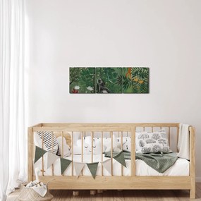 Obraz - Henri Rousseau, Tropical Forest with Monkeys, reprodukcje (z zegarem) (90x30 cm)