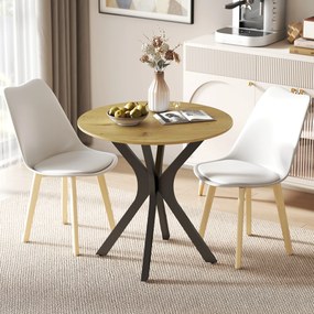 HOMCOM Stół do jadalni Stół kuchenny Okrągły stół, Nowoczesny design, 78 cm x 78 cm x 75 cm, Naturalne drewno