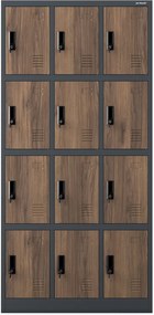 Szafa BHP z 12-skrytkami 90x40x185 cm Eco Design Marcin, antracyt/orzech