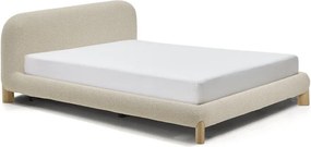 Beżowe tapicerowane łóżko dwuosobowe bez stelaża 160x200 cm Odina – Kave Home