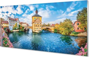 Panel szklany do Kuchni Mosty Starego Miasta o Zmierzchu