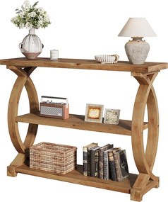 Konsola z litego drewna, rustykalny stolik kawowy z drewna z rybą-Projekt tylnej części, 3-Szczebel