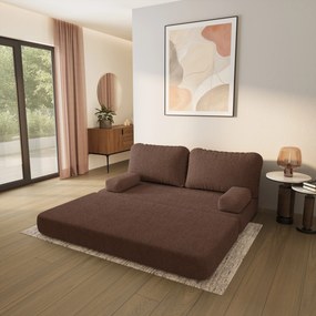 Masseno Sofa piankowa NIKSI z funkcją spania, Kanapa z pianki do salonu, Bezmontażowa, Tkanina bucle – Brązowy QUELLE 25