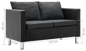 Atrakcyjna 2-osobowa sofa Karlo 2Q - czarno-ciemnoszara