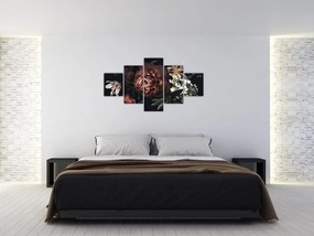 Obraz - Ciemne kwiaty (125x70 cm)