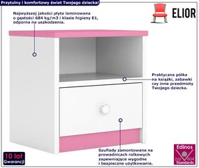Szafka nocna dla dziewczynki Happy 4X - różowa