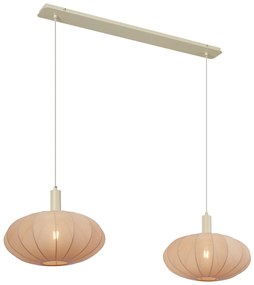 Lampa wisząca Japandi beżowa z materiałowym abażurem 2-źródła światła - BidaJapandi Oswietlenie wewnetrzne