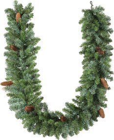 HOMCOM 1,8 m sztuczna girlanda świąteczna dekoracja z 162 końcówkami, 8 szyszkami, zielona | Aosom PL