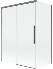 Mexen Rox parawan nawannowy 2-skrzydłowy rozsuwany 120 + 70 x 150 cm, transparent, gun metal - 8C9-120-070-95-00