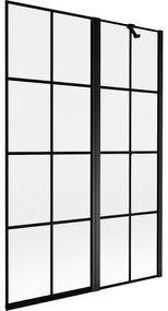Mexen Mist parawan nawannowy 2-skrzydłowy prawy 120 x 150 cm, czarna kratka, czarny - 8A9-120-011-70-77-P