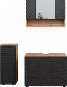 Zestaw mebli łazienkowych antracyt o strukturze plastra miodu 80x41x58.6 irma