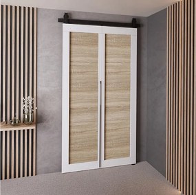 Drzwi Przesuwne QUDIO M1 Biały + Dąb Sonoma 90