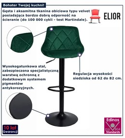 Ciemnozielony welurowy hoker kuchenny G1-D60
