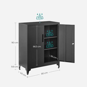 SongmicsHome Wielofunkcyjna metalowa szafka RAVEN, 40x80x90 cm, czarna