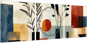 Obraz - Kubistyczne wazony (z zegarem) (90x30 cm)