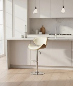 Kremowe tapicerowane krzesło barowe do wyspy W3-K71