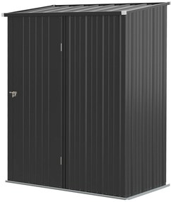 Outsunny Szopa ogrodowa zamykana na klucz Metalowa schowek na narzędzia Czarna 1615x945x196cm | Aosom PL