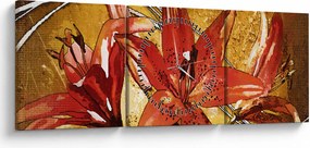 Obraz kwiatów lilii (z zegarem) (90x30 cm)