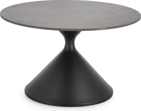 Czarny okrągły stolik z blatem w dekorze marmuru ø 70 cm Joona – Bizzotto