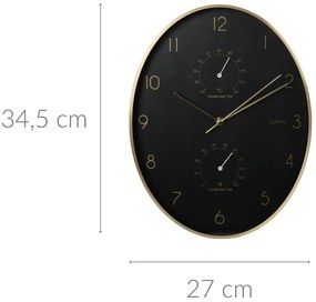 Zegar ścienny Alu z termometrem i higrometrem