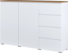Komoda ORVO 150 cm do Salonu Sypialni Biały-dąb mauvella