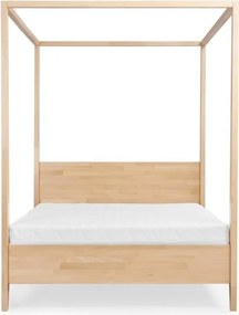 Bukowe łóżko sypialniane ze stelażem na baldachim Canopy