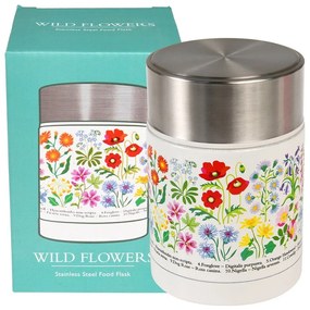 Termos na jedzenie dla dzieci w kremowo-srebrnym kolorze 450 ml Wild Flowers – Rex London