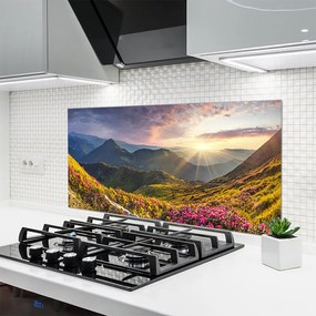 Panel Szklany do Kuchni Słoneczna Polana pod Szczytami