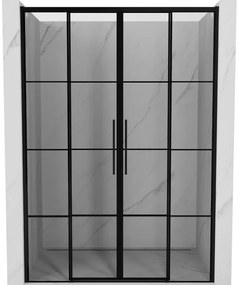 Mexen Rox drzwi prysznicowe rozsuwane 140 cm, czarna kratka, czarne - 8C2-140-002-70-77
