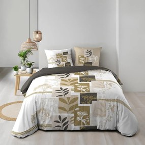 Biało-brązowa bawełniana pościel dwuosobowa 240x220 cm Utopia – douceur d'intérieur