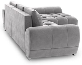 Jasnoszary rozkładany narożnik z aksamitnym obiciem Windsor &amp; Co Sofas Nuage, prawostronny