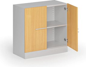 Metalowa szafa z drewnianymi drzwiami, demontowana, 800 x 800 x 400 mm, buk