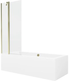 Mexen Cube wanna prostokątna 180 x 80 cm z obudową i parawanem 1-skrzydłowym 80 cm, transparent, złoty- 550518080X9408115000