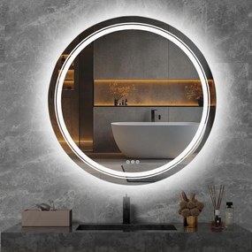 Lustro ścienne łazienkowe, okrągłe 80 cm, podświetlane srebrne DOVER 80