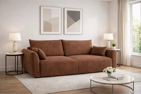 Sofa z funkcją spania i pojemnikiem, tkanina welurowa Salvador, Ciemnobrązowy, Zephira