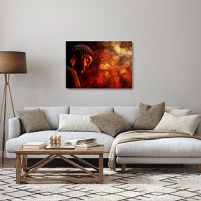 Obraz na szkle - Budda w odcieniach czerwieni (70x50 cm)